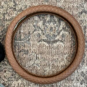 Brown Quilted Steering Wheel Cover